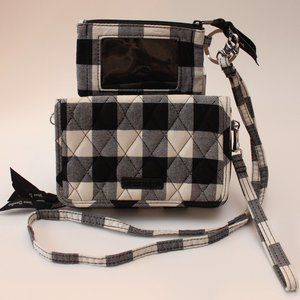NWOT Vera Bradley RFID Wallet + Zip ID Case in Pearl Buffalo Plaid